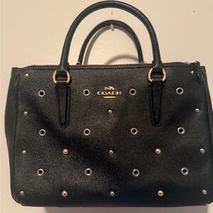 Coach Black Satchel with Stud Accents